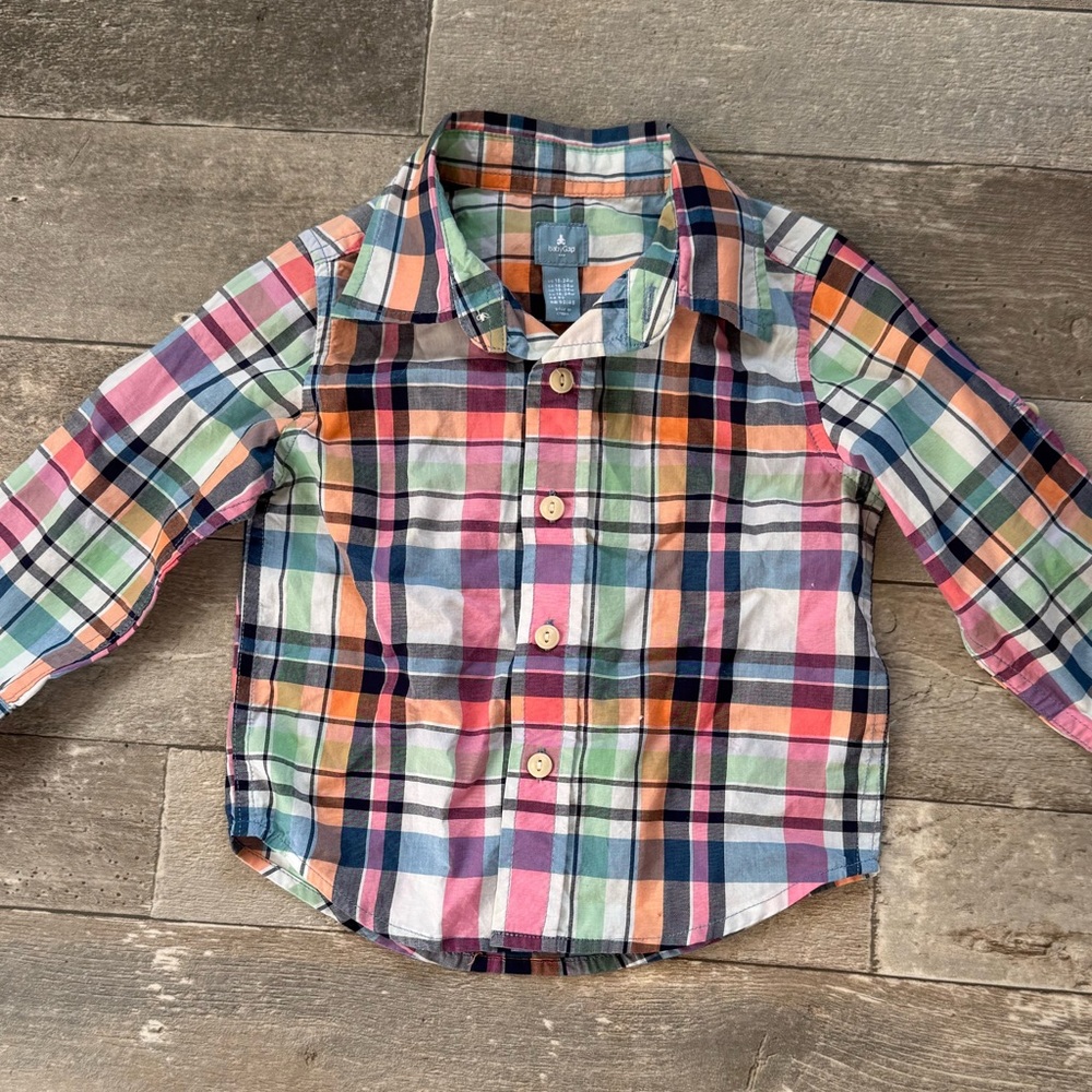 GAP Colorful Plaid Button Down Shirt spring Sunday